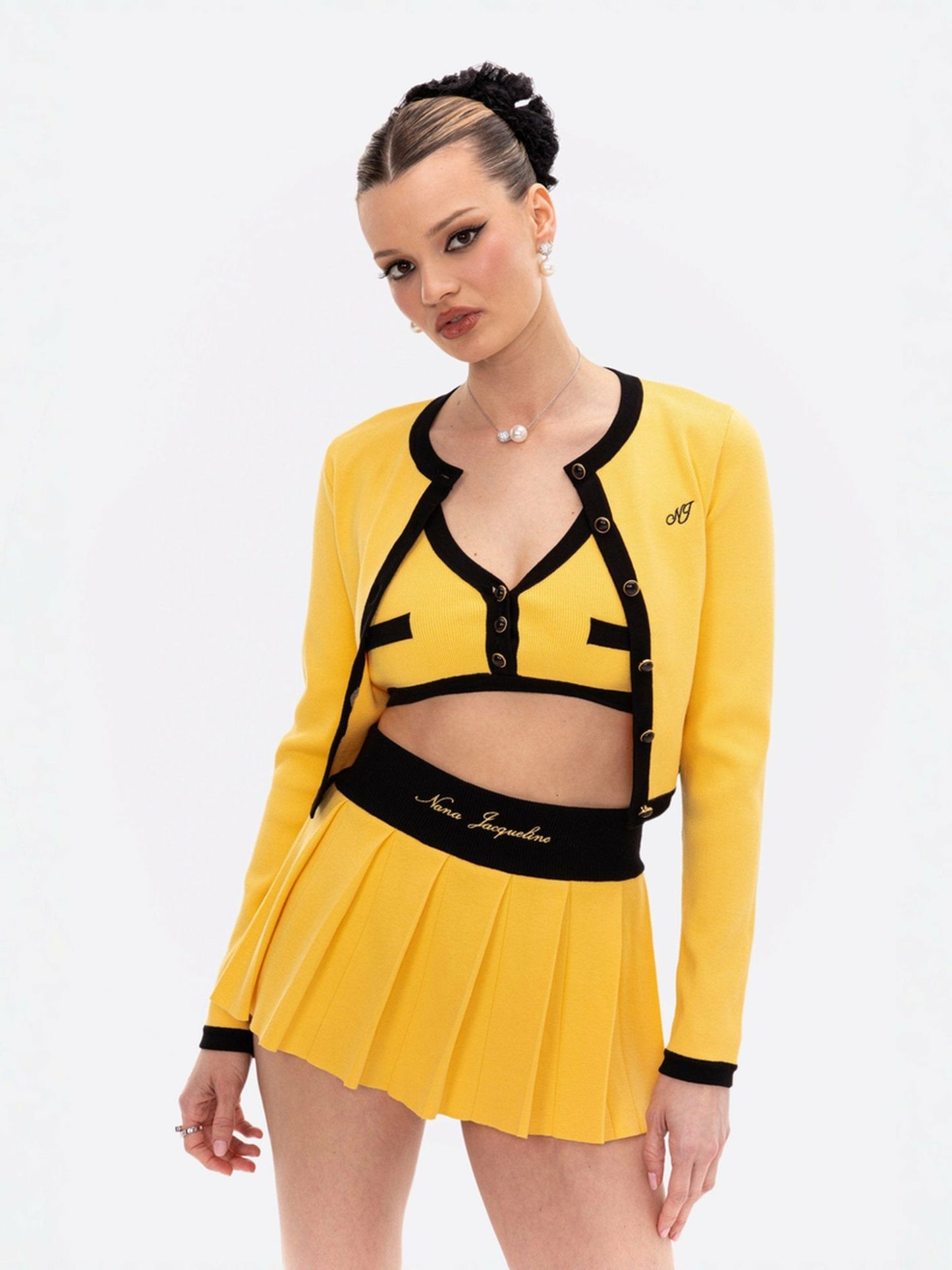Nana Jacqueline Eliza Vest Top: Yellow Knit Top for Brunch Yellow