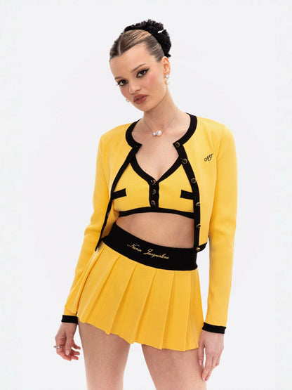 Nana Jacqueline Eliza Vest Top: Yellow Knit Top for Brunch Yellow