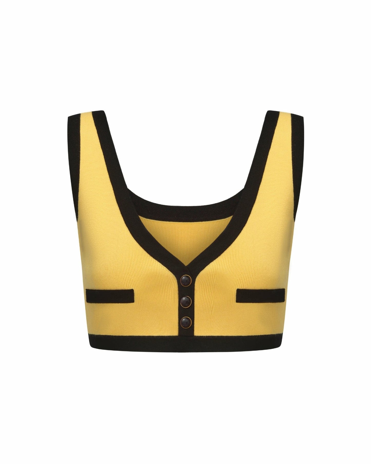 Nana Jacqueline Eliza Vest Top: Yellow Knit Top for Brunch Yellow