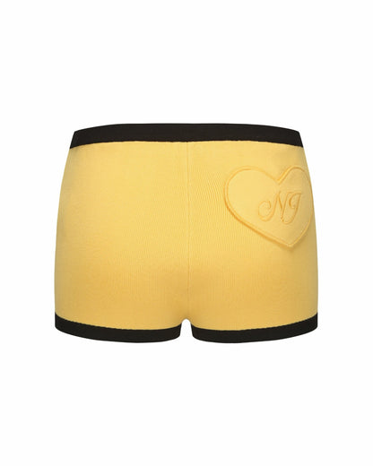 Nana Jacqueline Eliza Knit Shorts: Yellow Knit Shorts for Resort Brunch Yellow