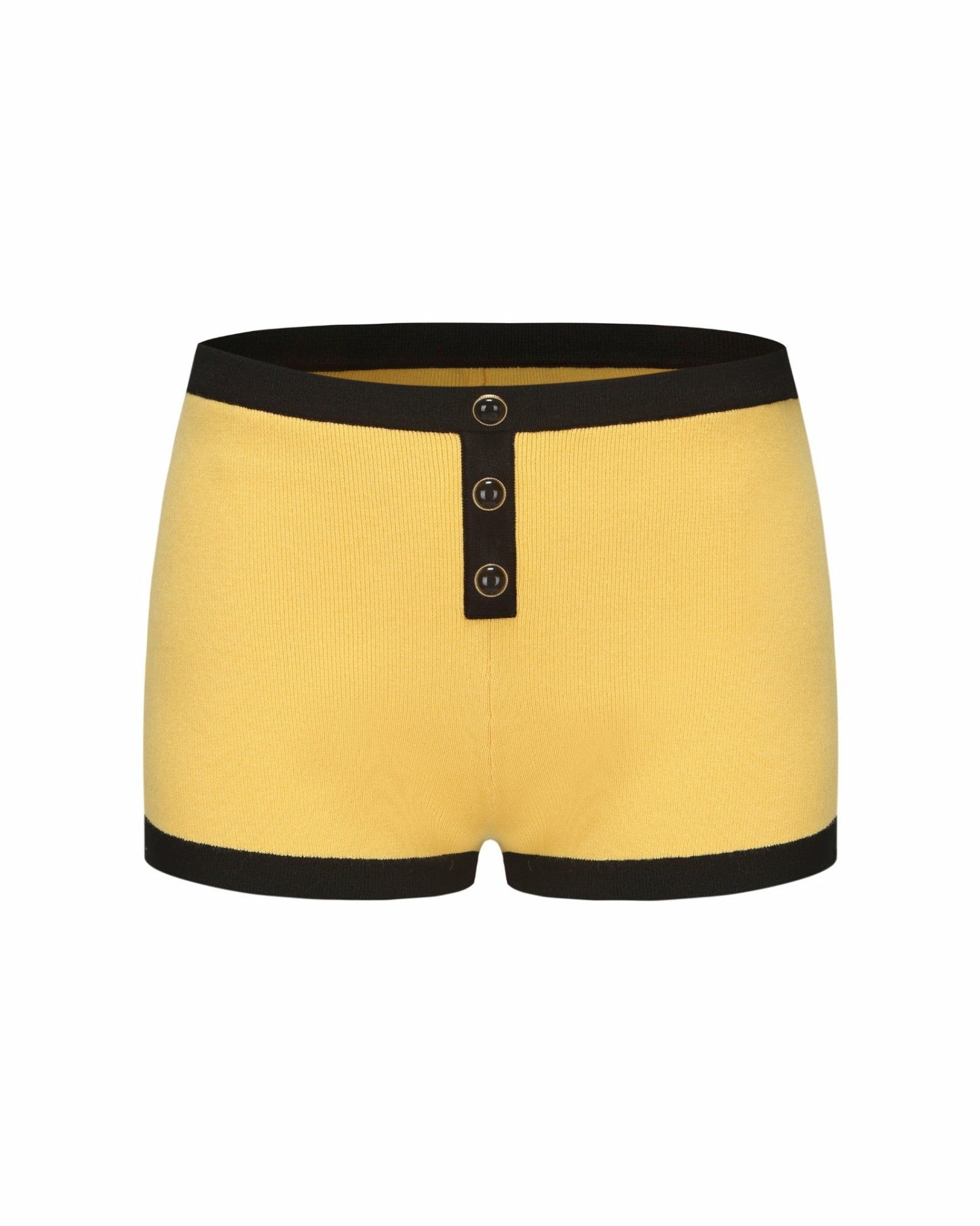 Nana Jacqueline Eliza Knit Shorts: Yellow Knit Shorts for Resort Brunch Yellow