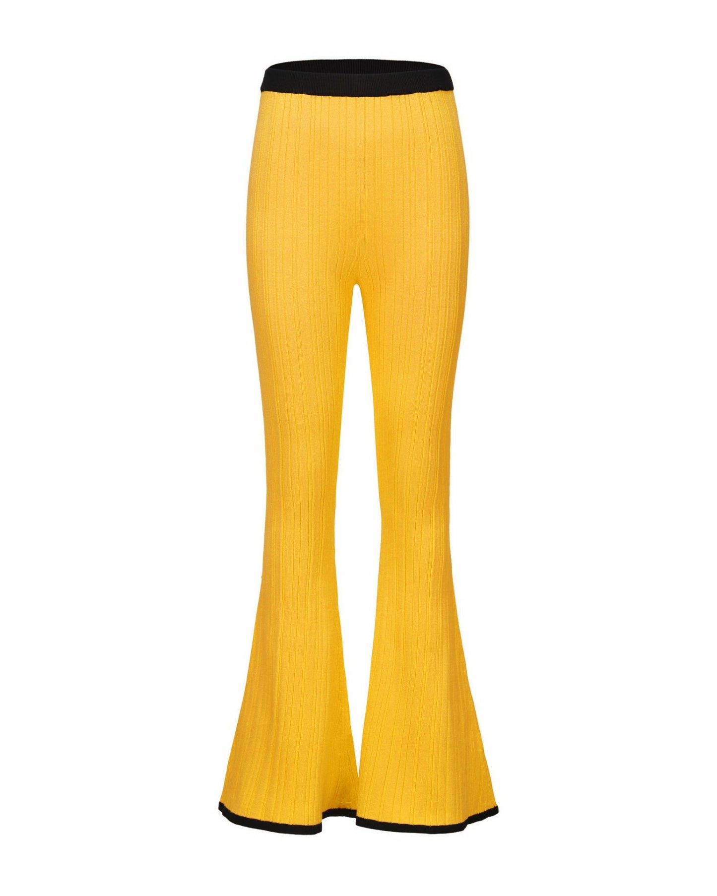 Nana Jacqueline Eliza Pants: Yellow Knit Pants for Resort Brunch Yellow