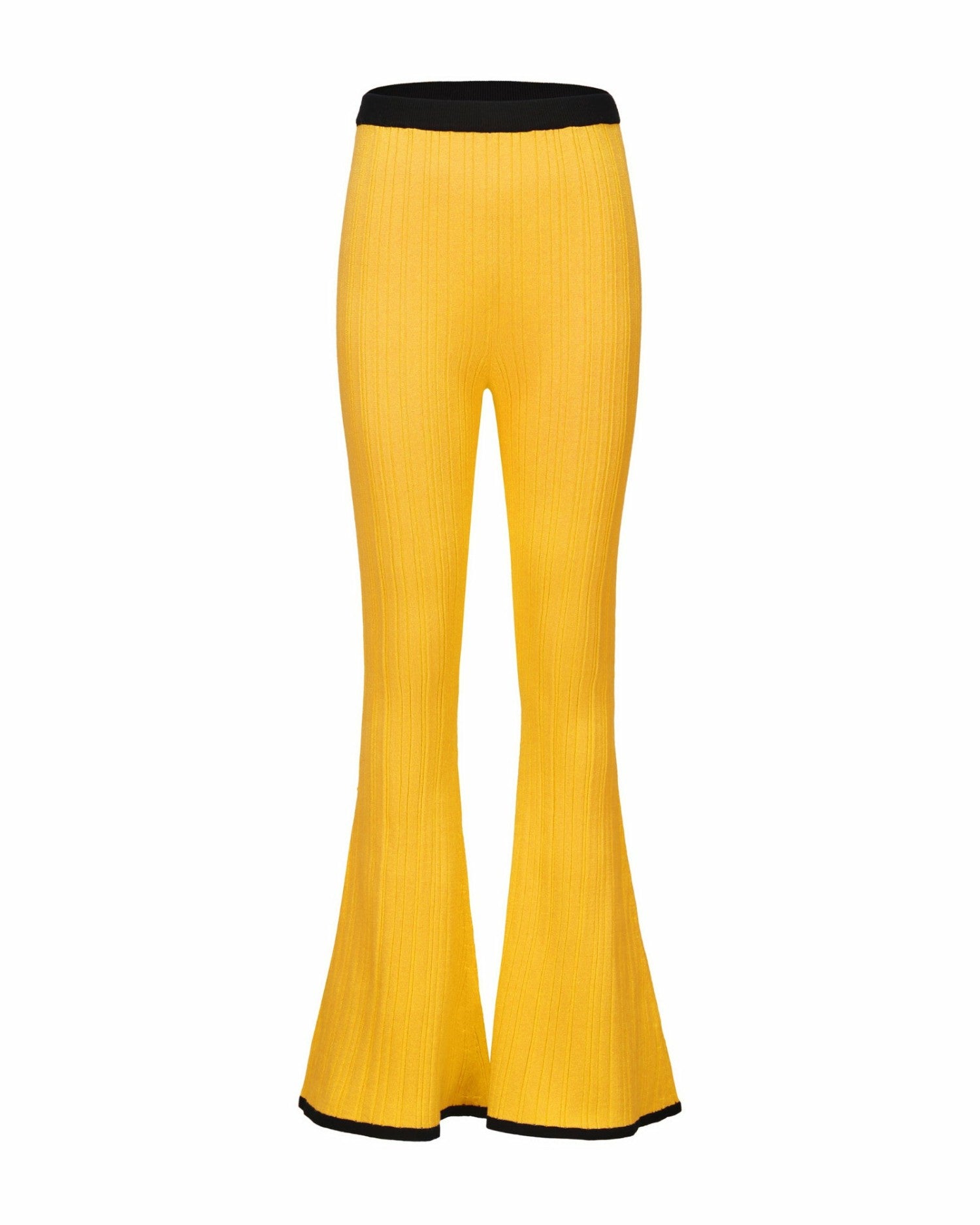 Nana Jacqueline Eliza Pants: Yellow Knit Pants for Resort Brunch Yellow