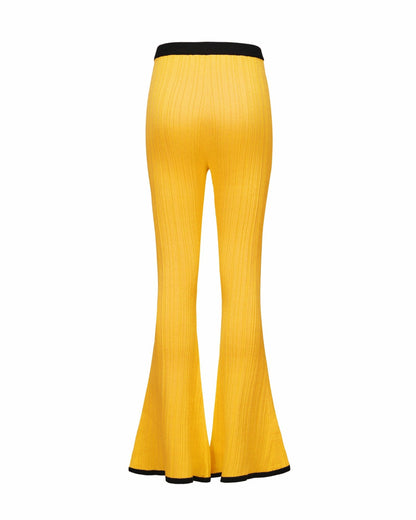 Nana Jacqueline Eliza Pants: Yellow Knit Pants for Resort Brunch Yellow