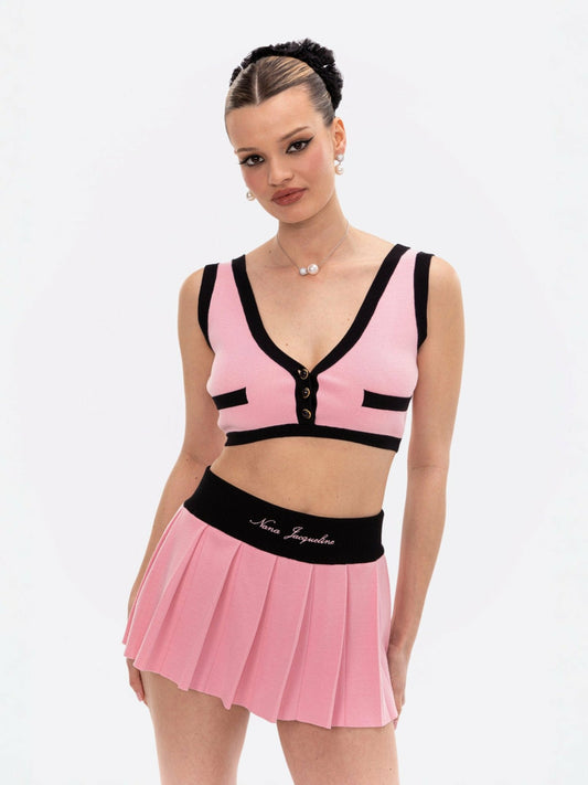 Nana Jacqueline Eliza Vest Top: Pink Knit Top for Country Club Brunch Pink