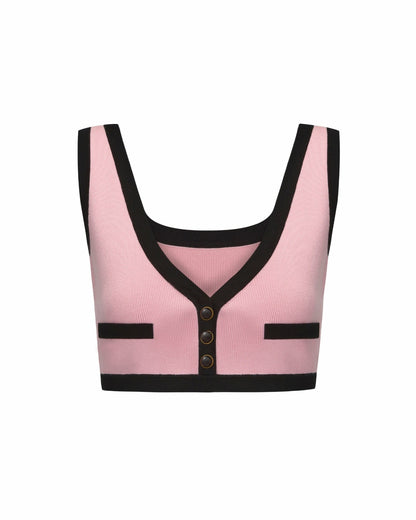 Nana Jacqueline Eliza Vest Top: Pink Knit Top for Country Club Brunch Pink