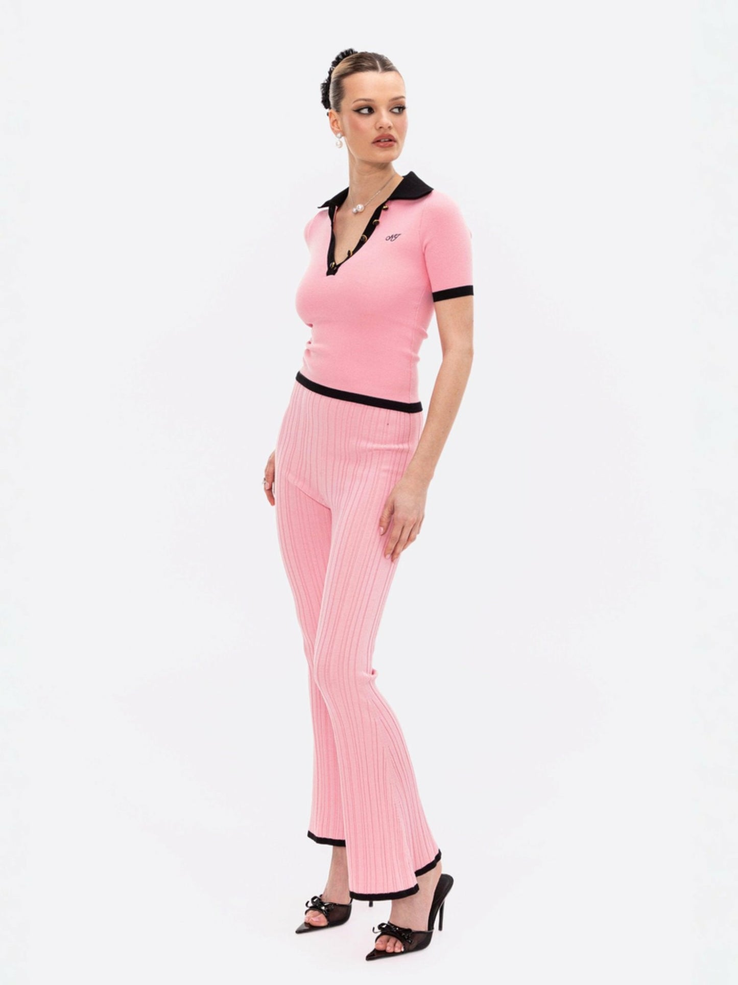 Nana Jacqueline Eliza Pants: Pink Knit Pants for Resort Brunch Pink