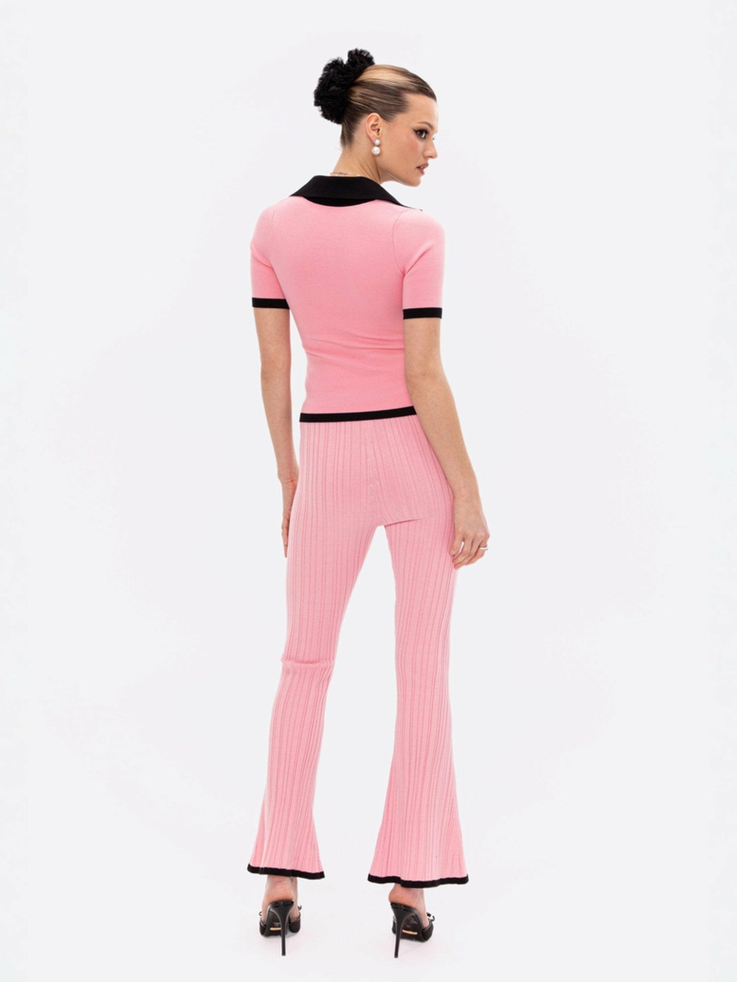 Nana Jacqueline Eliza Pants: Pink Knit Pants for Resort Brunch Pink