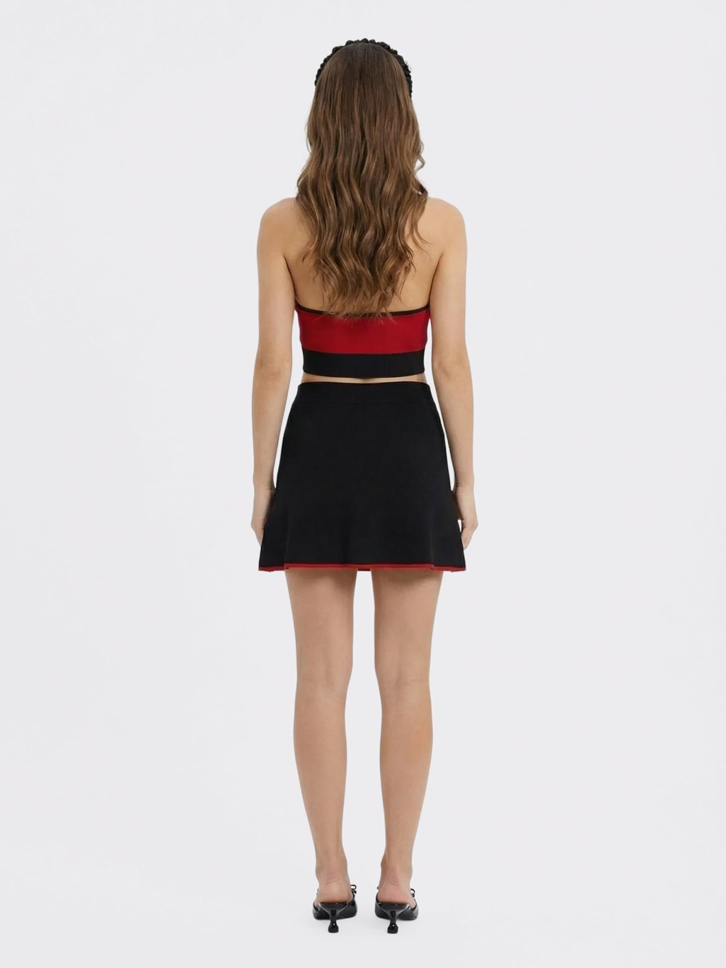 Nana Jacqueline Red Contrast Halter Knit Top Red