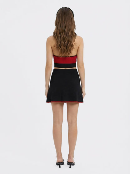 Nana Jacqueline Red Contrast Halter Knit Top Red