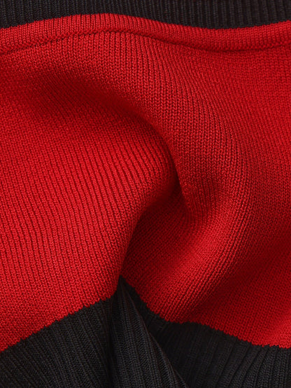 Nana Jacqueline Red Contrast Halter Knit Top Red