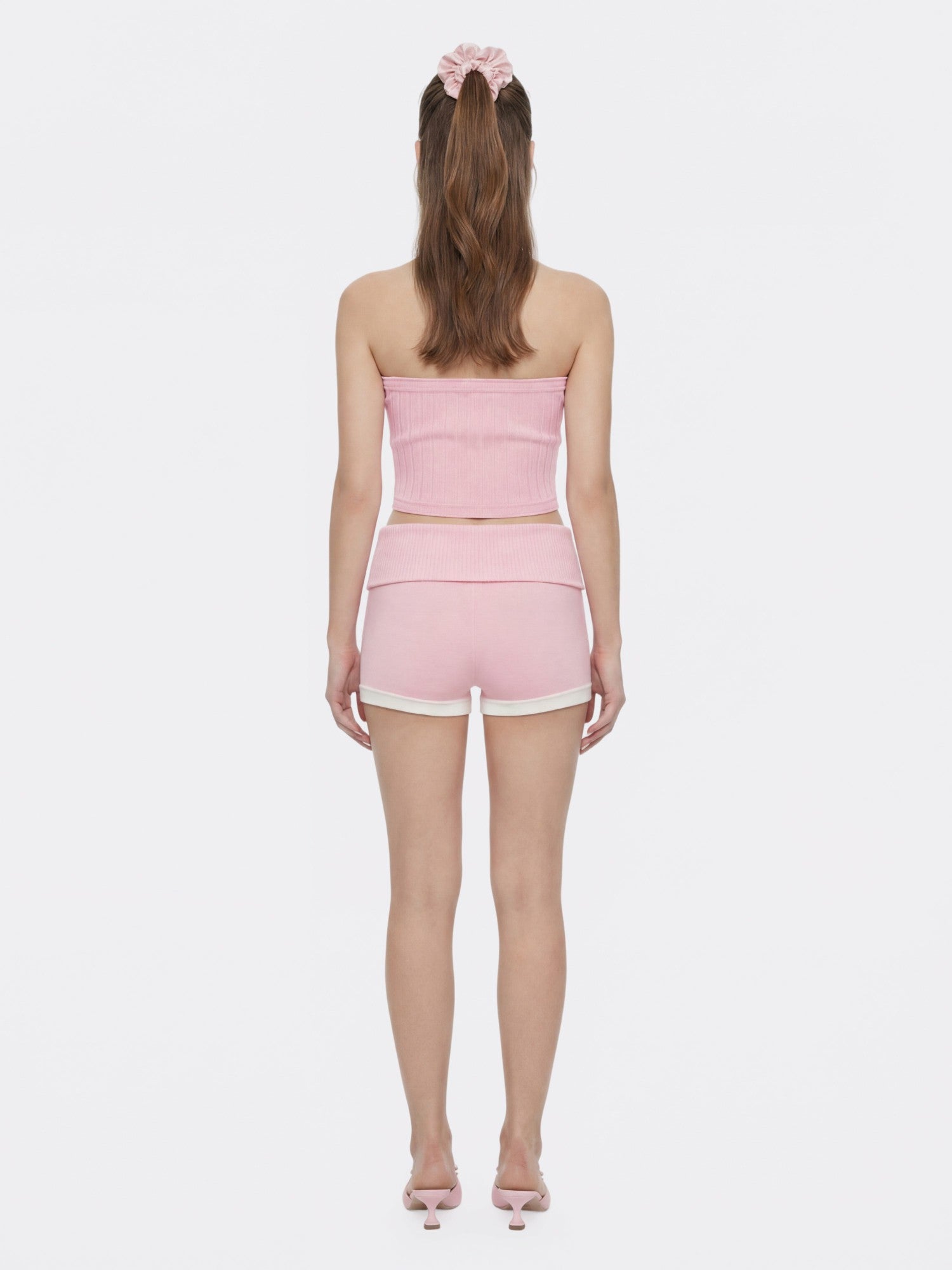 Nana Jacqueline Pink Knit Tube Top with Gemstone Buttons Pink