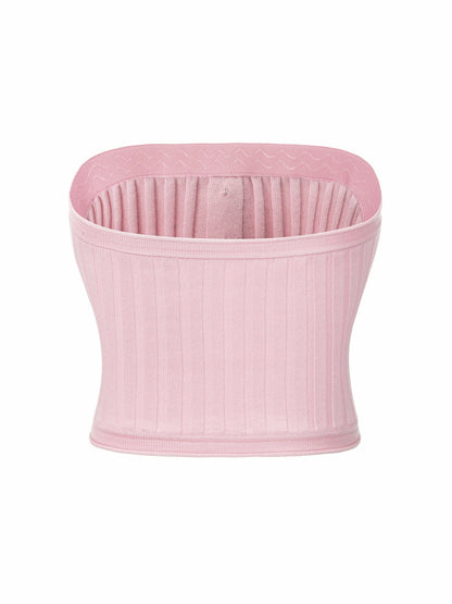 Nana Jacqueline Pink Knit Tube Top with Gemstone Buttons Pink
