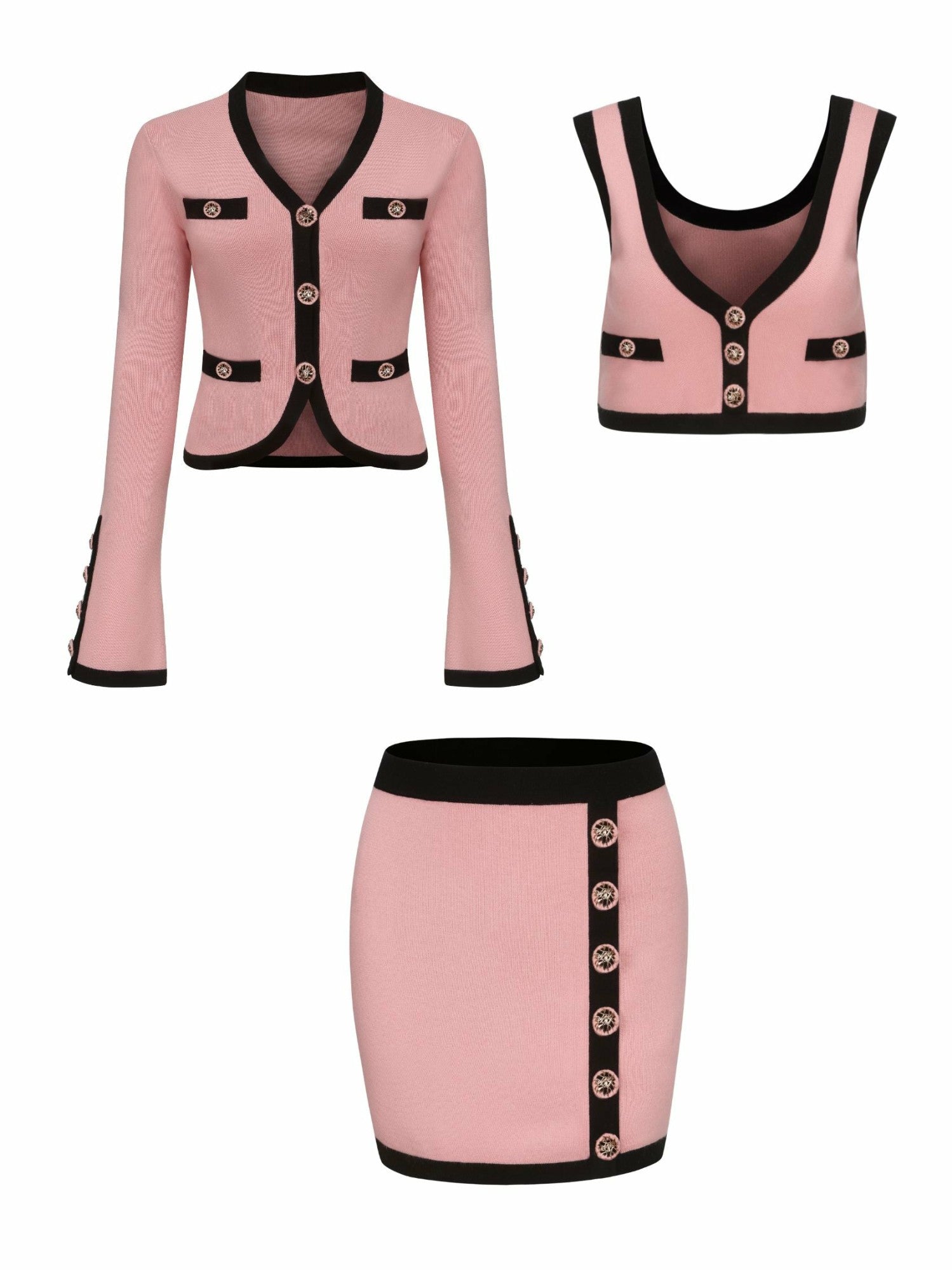 Nana Jacqueline Matilda Knit Set: Pink Knit Set for Birthday Celebration Pink