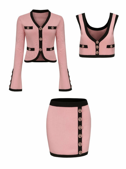 Nana Jacqueline Matilda Knit Set: Pink Knit Set for Birthday Celebration Pink