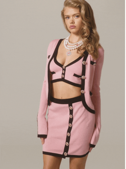 Nana Jacqueline Matilda Knit Set: Pink Knit Set for Birthday Celebration Pink