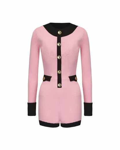 Nana Jacqueline Matilda Knit Jumpsuit: Pink Knit Jumpsuit for Resort Brunch Pink