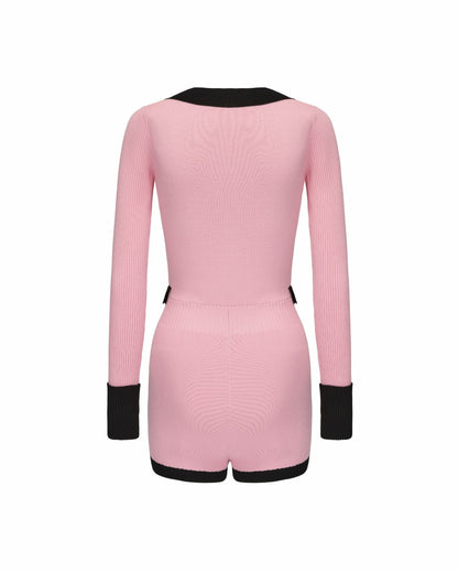 Nana Jacqueline Matilda Knit Jumpsuit: Pink Knit Jumpsuit for Resort Brunch Pink