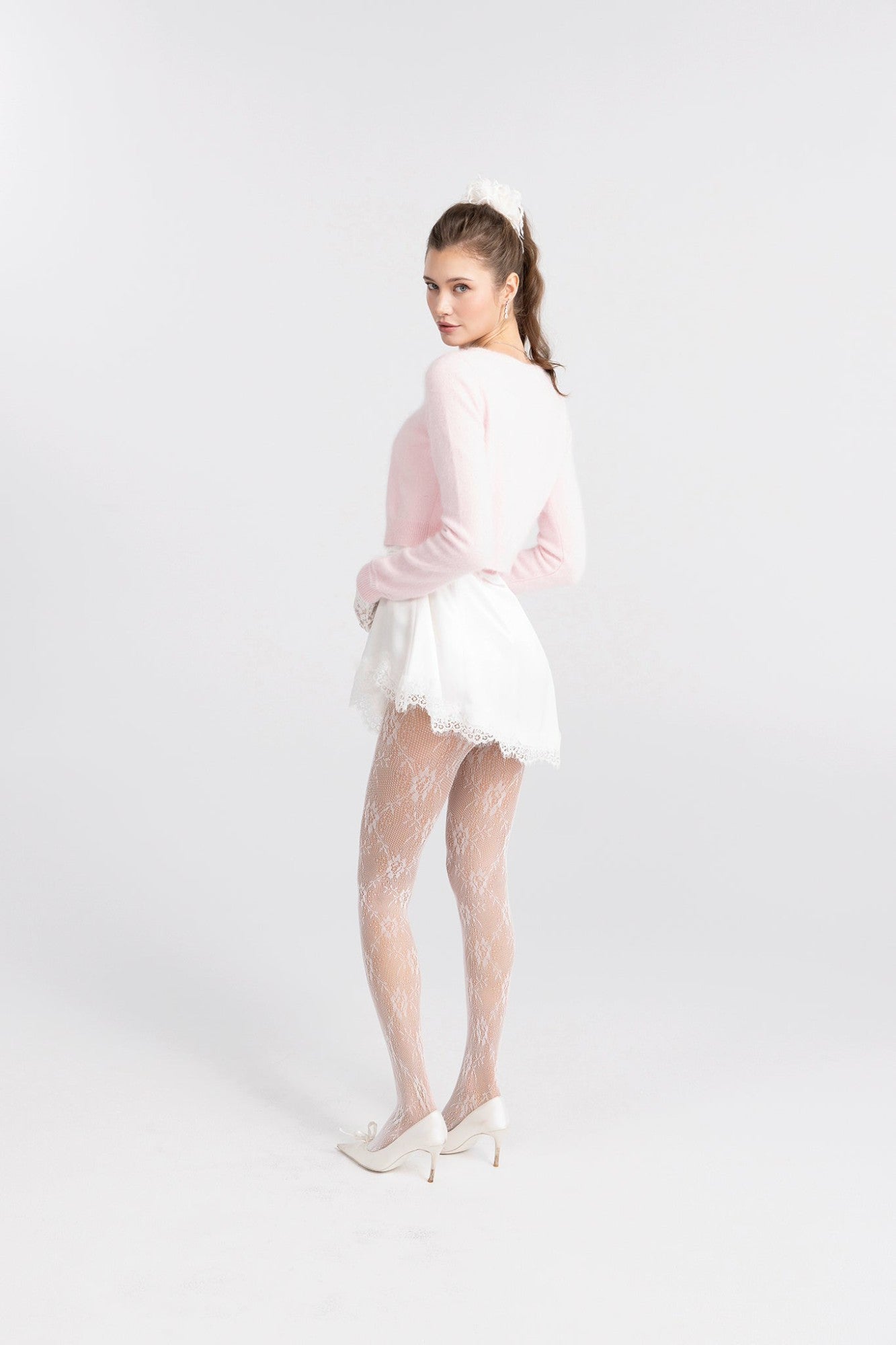 Nana Jacqueline Mirabelle Knitted Cardigan: Pink Cardigan for Brunch Pink