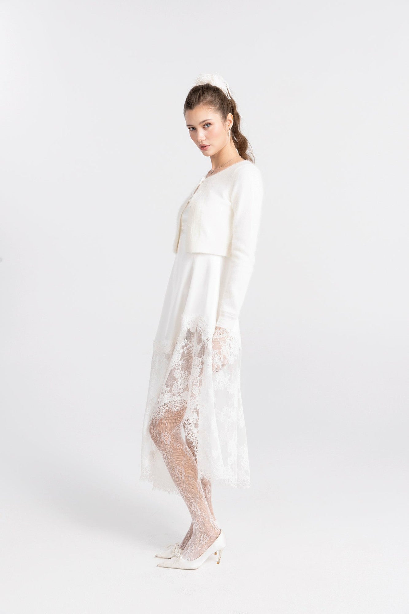 Nana Jacqueline Mirabelle Knitted Cardigan: White Cardigan for Brunch White