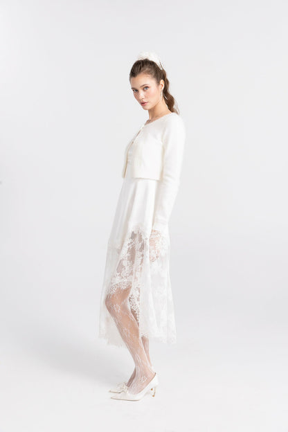 Nana Jacqueline Mirabelle Knitted Cardigan: White Cardigan for Brunch White