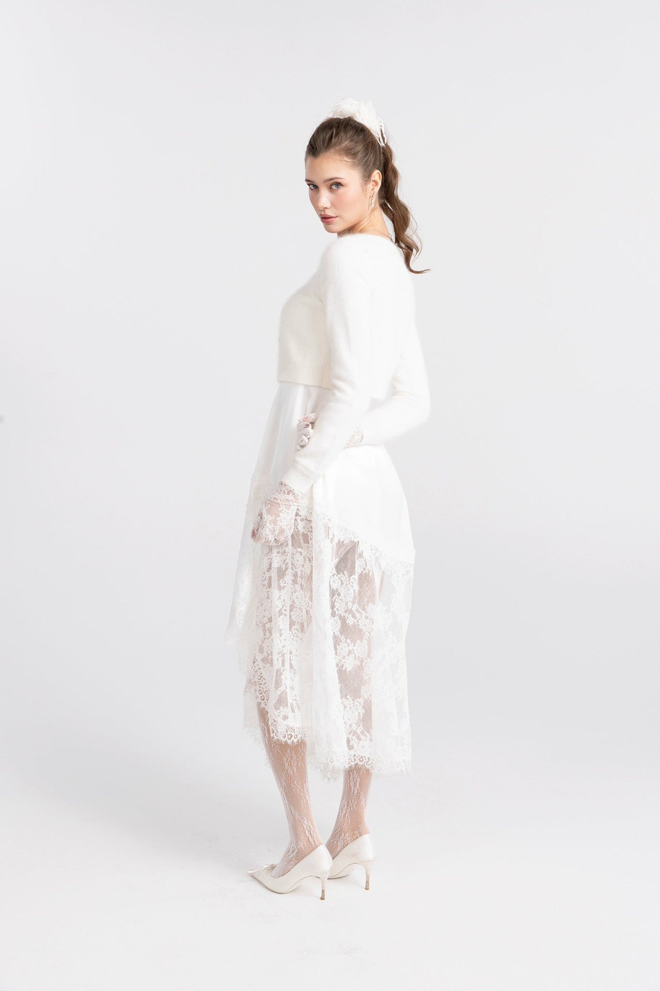 Nana Jacqueline Mirabelle Knitted Cardigan: White Cardigan for Brunch White