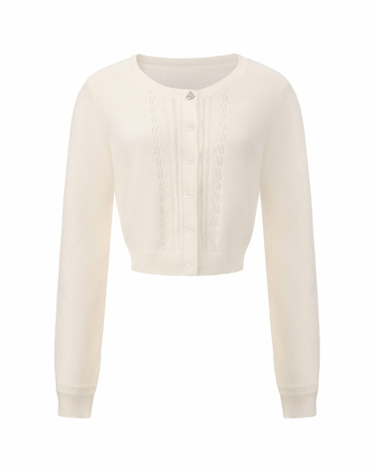 Nana Jacqueline Mirabelle Knitted Cardigan: White Cardigan for Brunch White