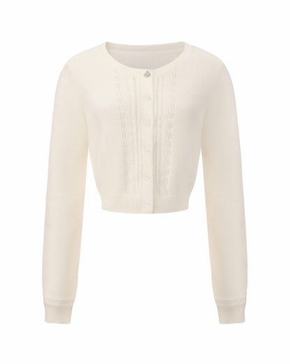 Nana Jacqueline Mirabelle Knitted Cardigan: White Cardigan for Brunch White