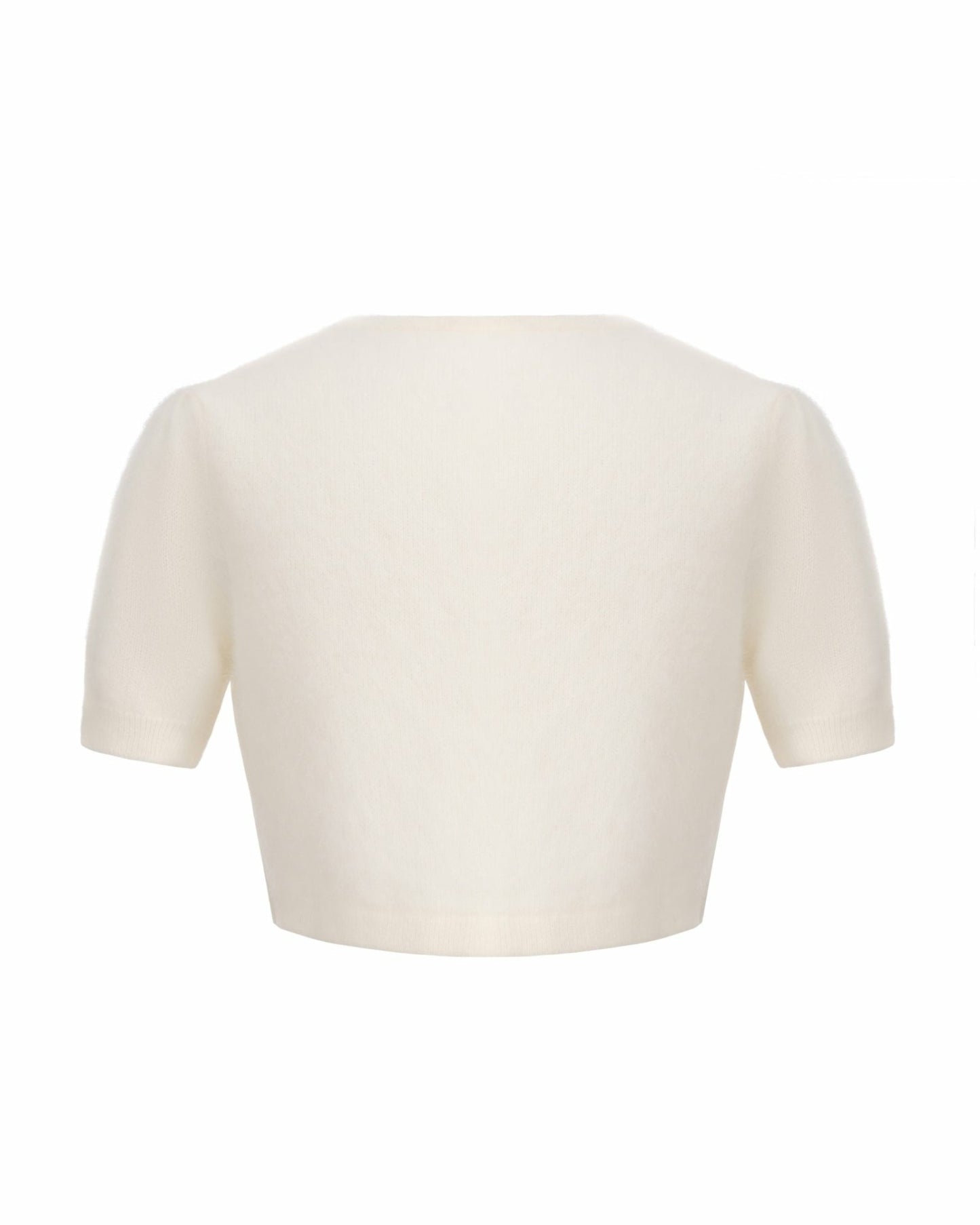 Nana Jacqueline Elara Knitted Cropped Cardigan: White Cardigan for Brunch White