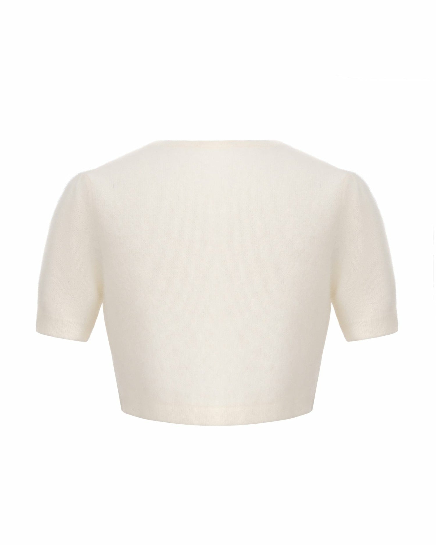 Nana Jacqueline Elara Knitted Cropped Cardigan: White Cardigan for Brunch White
