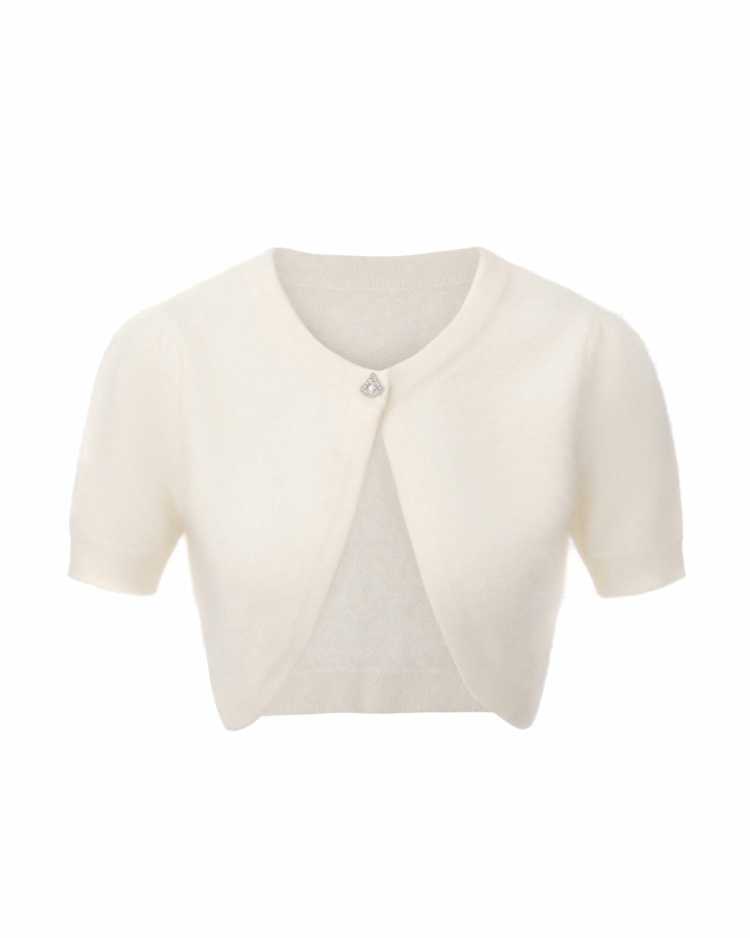 Nana Jacqueline Elara Knitted Cropped Cardigan: White Cardigan for Brunch White