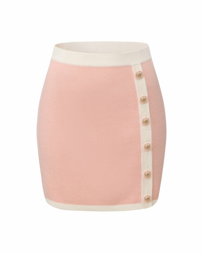 Nana Jacqueline Lisette Contrast-Trim Pink Knit Three-Piece Set: Pink Knit Set for Country Club Brunch Pink
