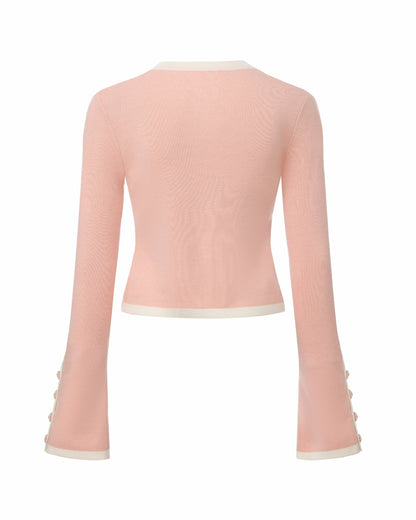 Nana Jacqueline Lisette Contrast-Trim Pink Knit Three-Piece Set: Pink Knit Set for Country Club Brunch Pink