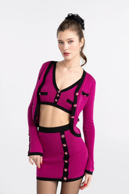Nana Jacqueline Lisette Knit Set: Magenta Knit Set for Country Club Brunch Magenta