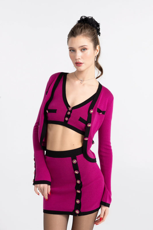 Nana Jacqueline Lisette Knit Set: Magenta Knit Set for Country Club Brunch Magenta
