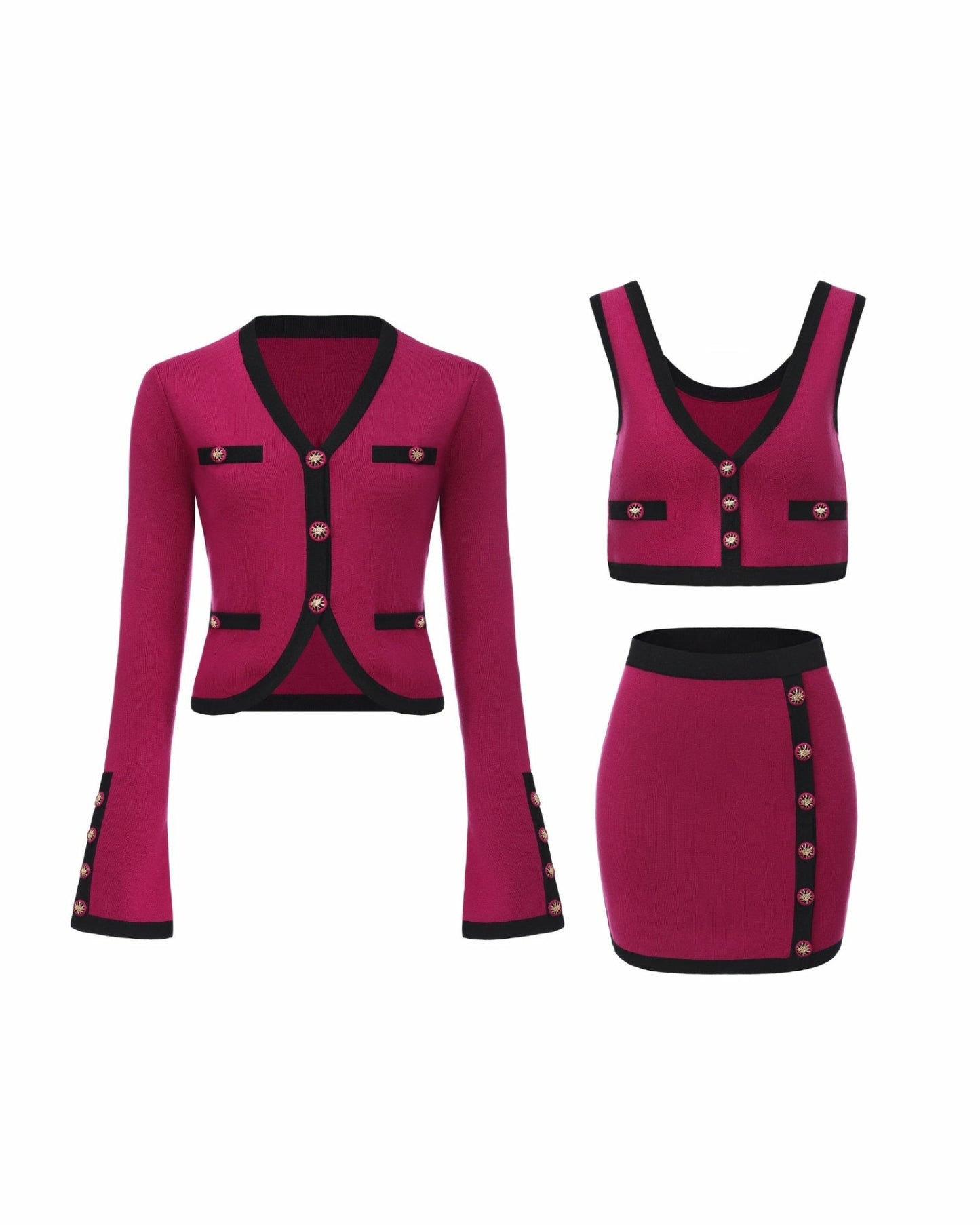 Nana Jacqueline Lisette Knit Set: Magenta Knit Set for Country Club Brunch Magenta
