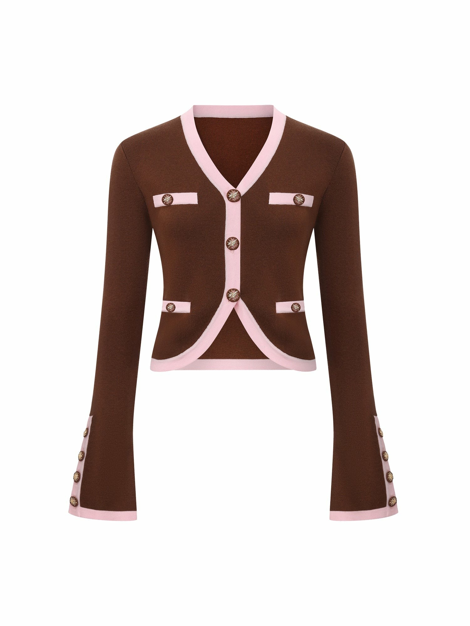 Nana Jacqueline Brown Contrast-Trim Knit Three-Piece Set Light Brown