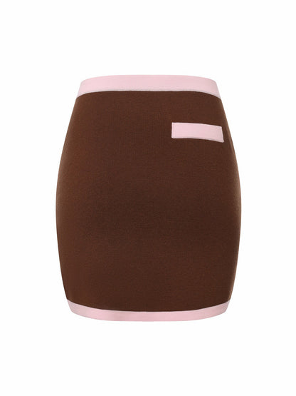 Nana Jacqueline Brown Contrast-Trim Knit Three-Piece Set Light Brown