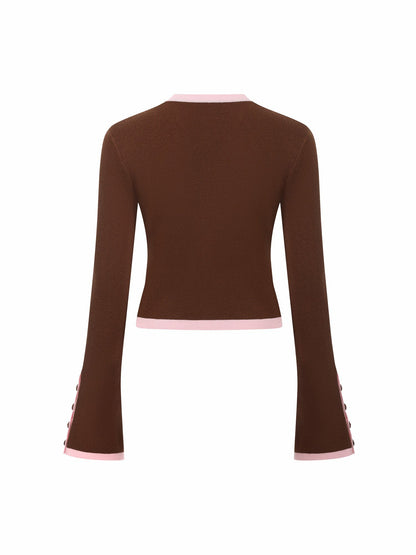 Nana Jacqueline Brown Contrast-Trim Knit Three-Piece Set Light Brown