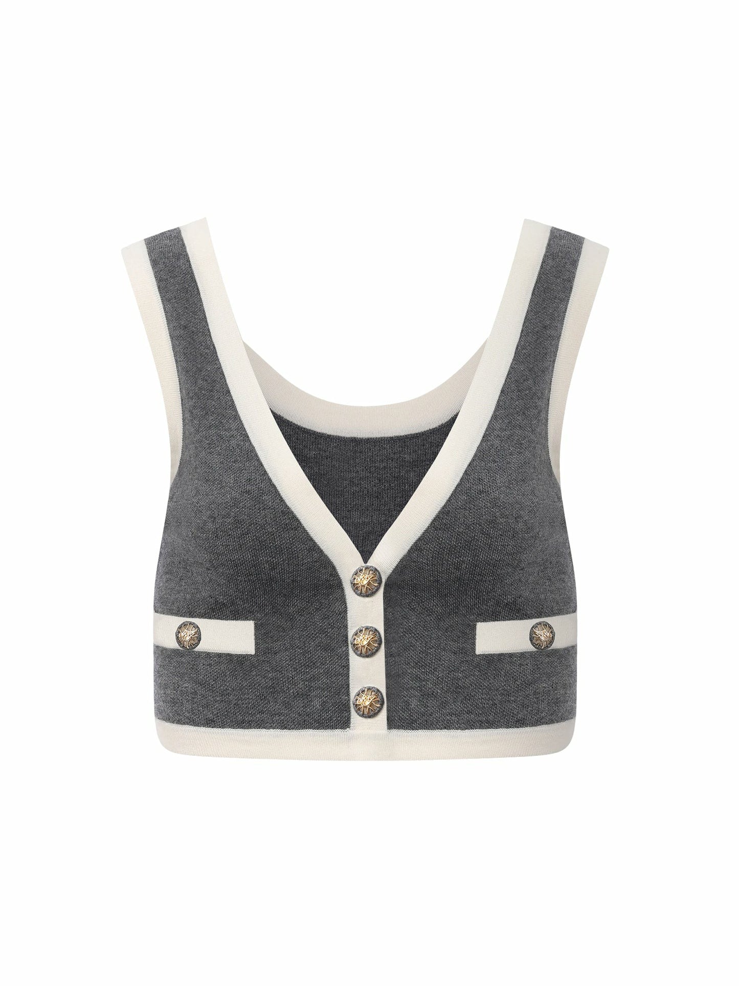 Nana Jacqueline Grey Contrast-Trim Knit Three-Piece Set – Grey Grey