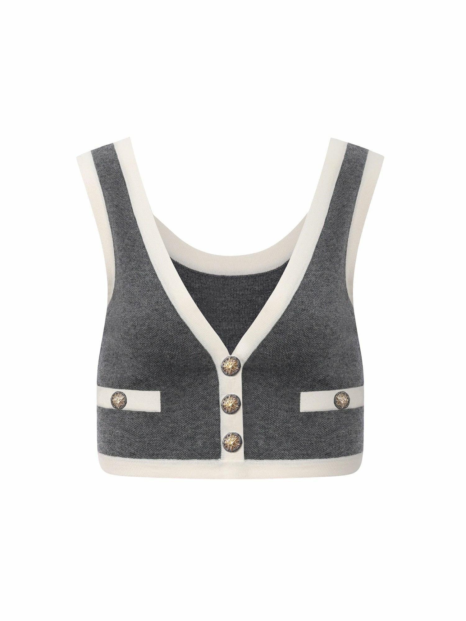 Nana Jacqueline Grey Contrast-Trim Knit Three-Piece Set – Grey Grey