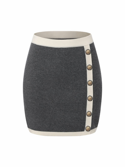 Nana Jacqueline Grey Contrast-Trim Knit Three-Piece Set – Grey Grey