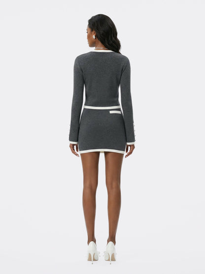 Nana Jacqueline Grey Contrast-Trim Knit Three-Piece Set – Grey Grey