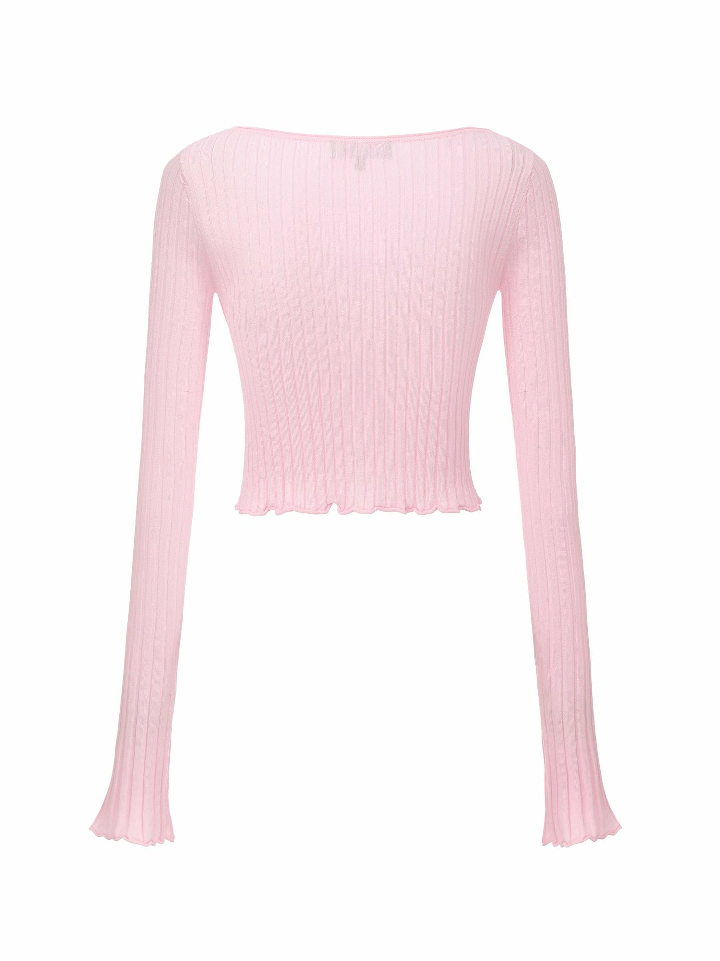 Nana Jacqueline Pink Cropped Ribbed Knit Cardigan Pink