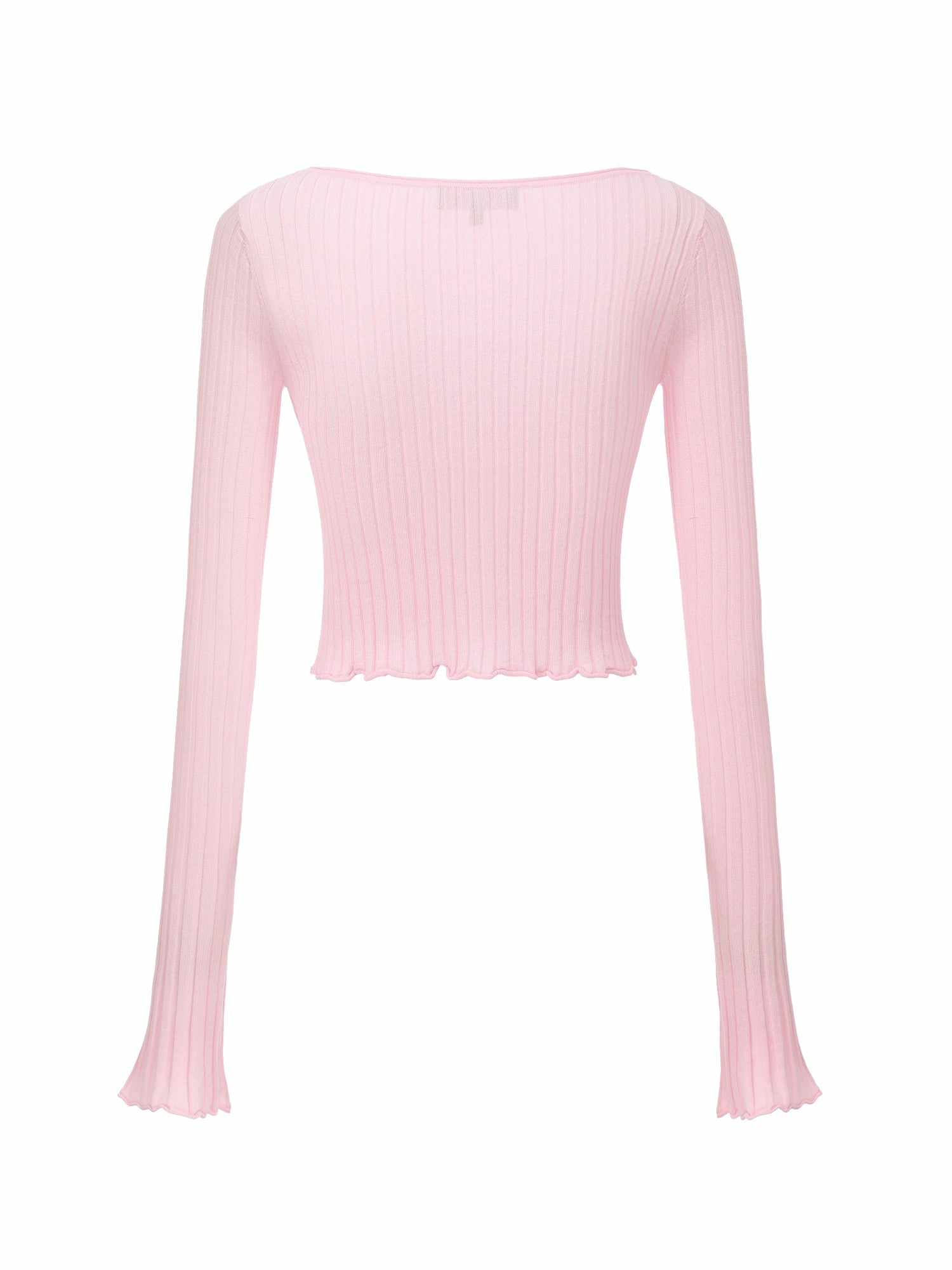 Nana Jacqueline Pink Cropped Ribbed Knit Cardigan Pink