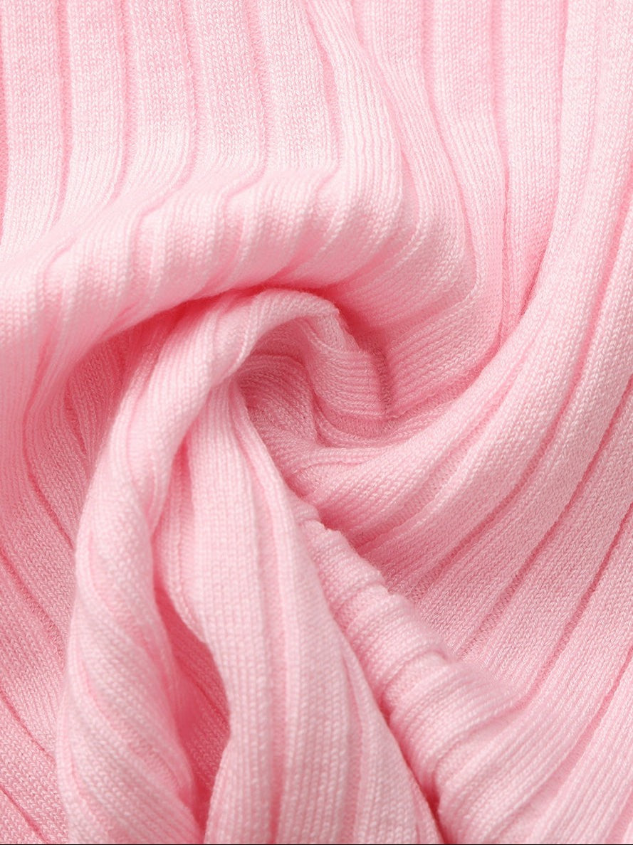 Nana Jacqueline Pink Cropped Ribbed Knit Cardigan Pink