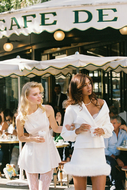 Nana Jacqueline Gia Knit Jacket: White Knit Jacket for Resort Brunch White