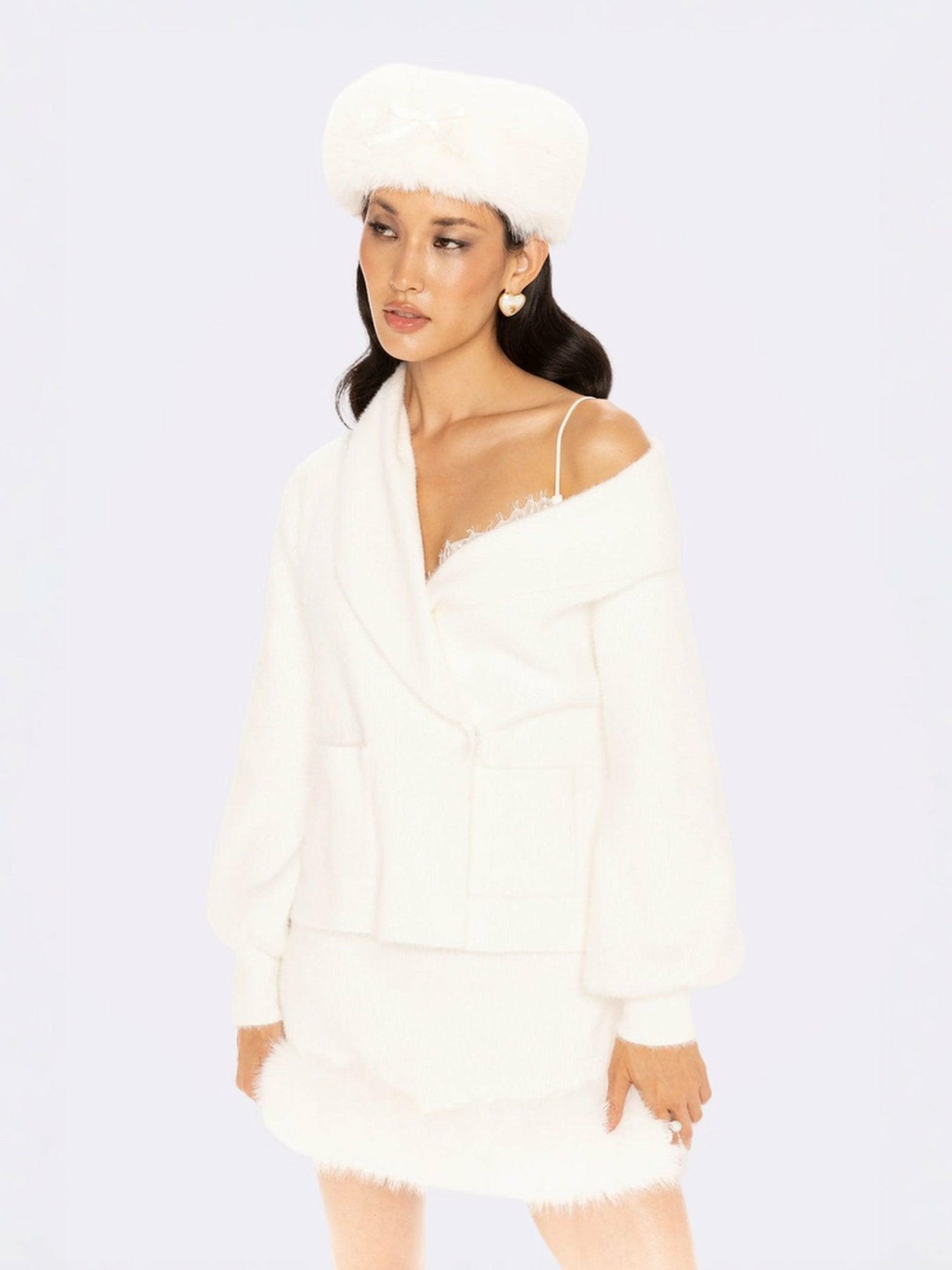 Nana Jacqueline Gia Knit Jacket: White Knit Jacket for Resort Brunch White