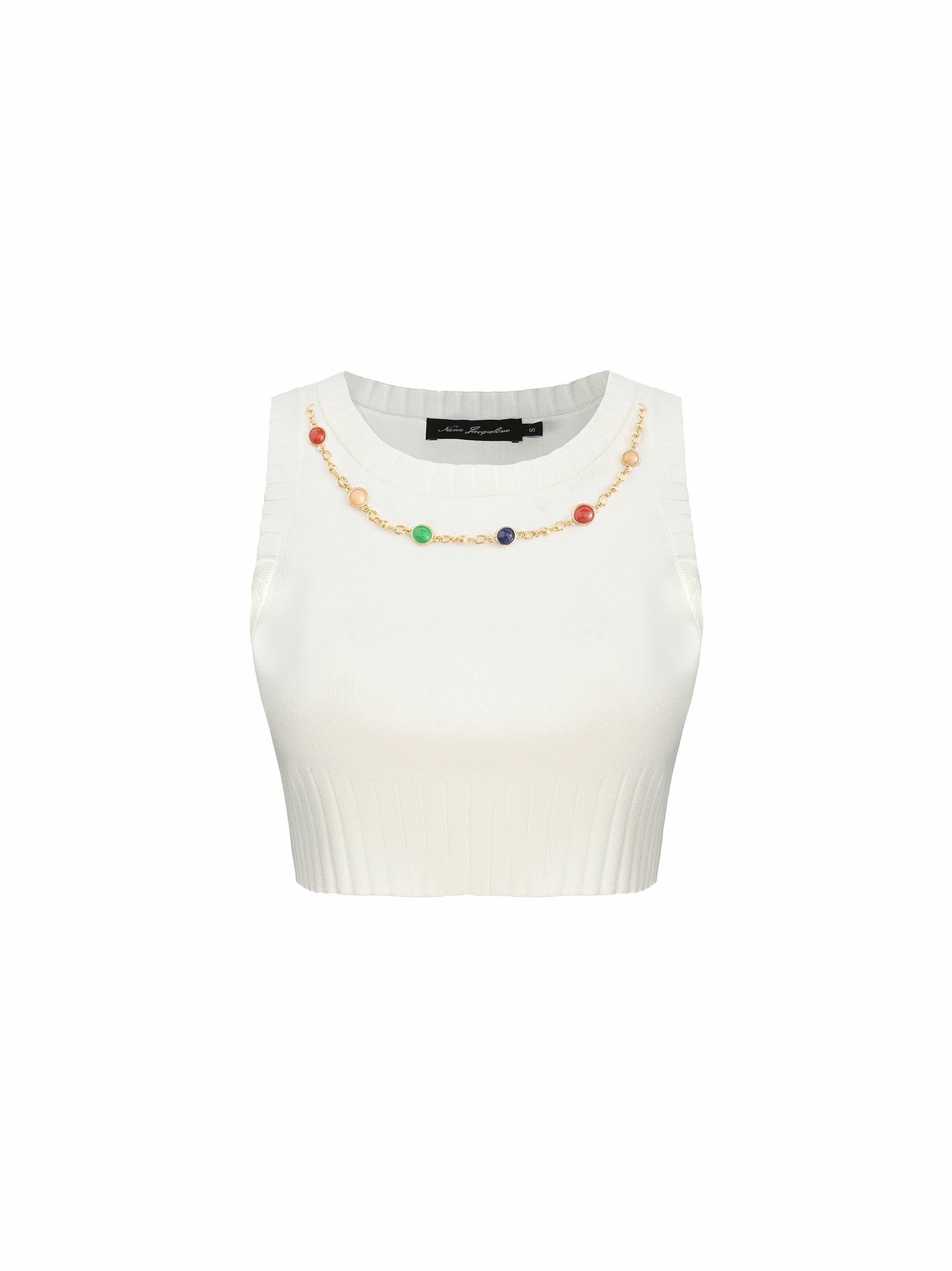 Nana Jacqueline Kennedy Knit Top Set: White Knit Set for Resort Brunch White
