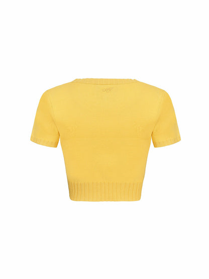 Nana Jacqueline Kennedy Knit Top Set: Yellow Knit Set for Brunch Yellow
